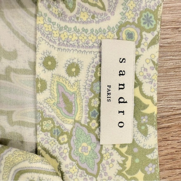 SANDRO PARIS Geraldine Graphic-Print  Mini Dress Sage Green Size FR 38 US6 - Picture 8 of 15